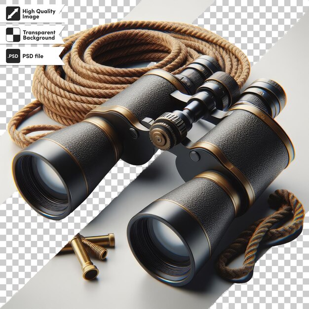 Psd old binoculars on transparent background with editable mask layer