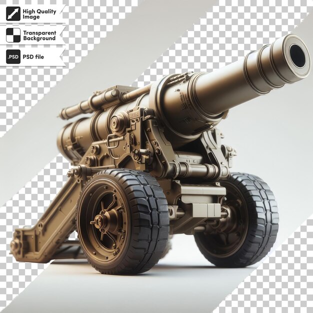 Psd old cannon on transparent background with editable mask layer