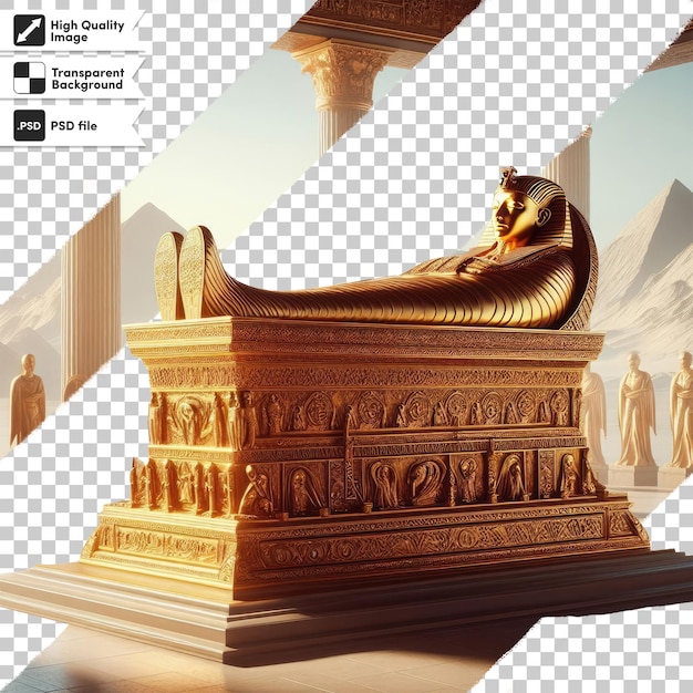 PSD psd old egyptian pharaoh sarcophagus on transparent background with editable mask layer