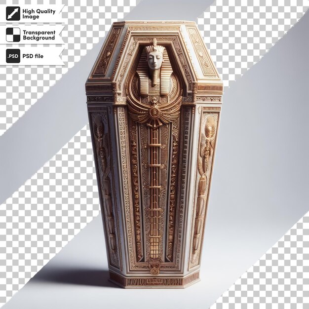 PSD psd old egyptian pharaoh sarcophagus on transparent background with editable mask layer