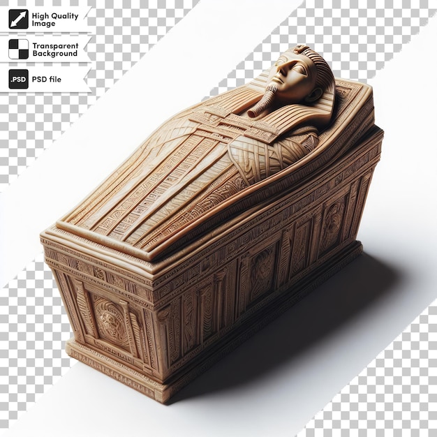 PSD psd old egyptian pharaoh sarcophagus on transparent background with editable mask layer