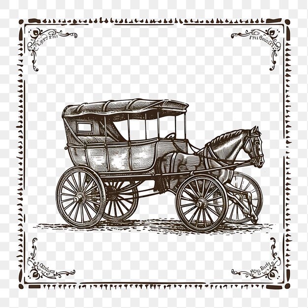 PSD psd old fashioned horse drawn carriage z sepia toned monochro tattoo clipart t-shirt design