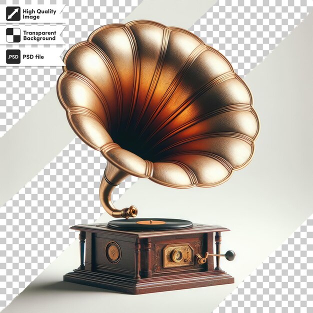 PSD psd old gramophone isolated on transparent background with editable mask layer