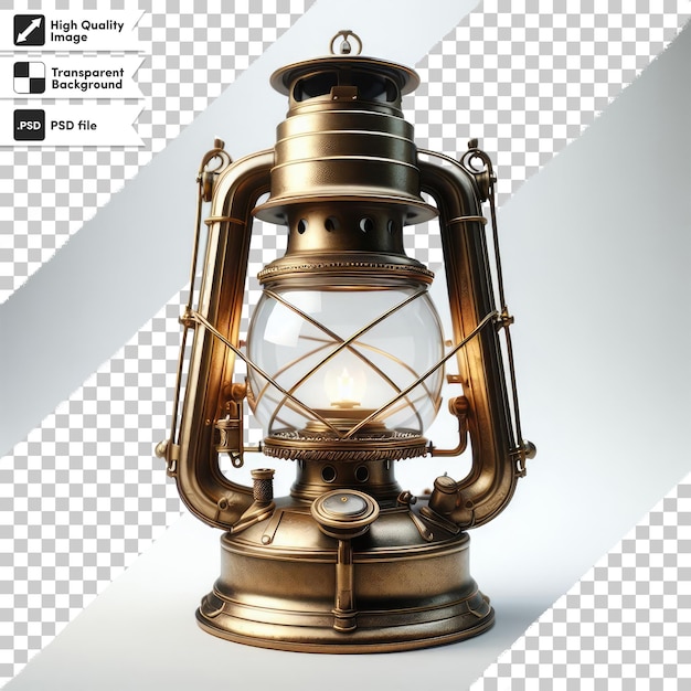 Psd old oil lamp on transparent background