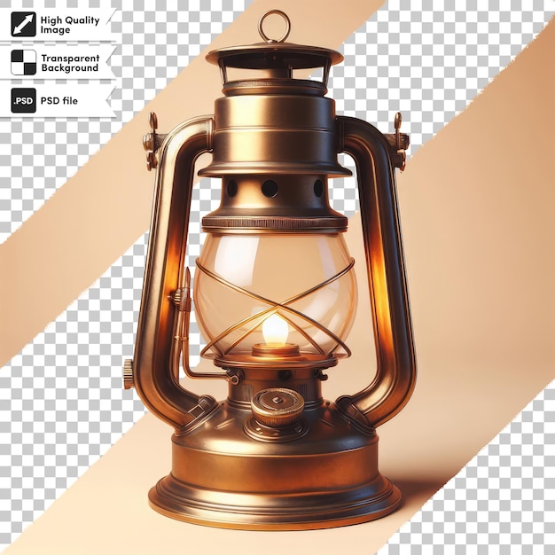 Psd old oil lamp on transparent background