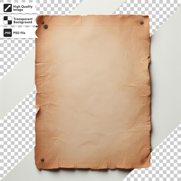 PSD psd old paper isolated on transparent background with editable mask layer