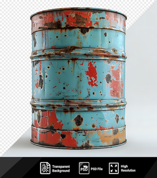 PSD psd old rusty blue steel oil barrel png clipart png