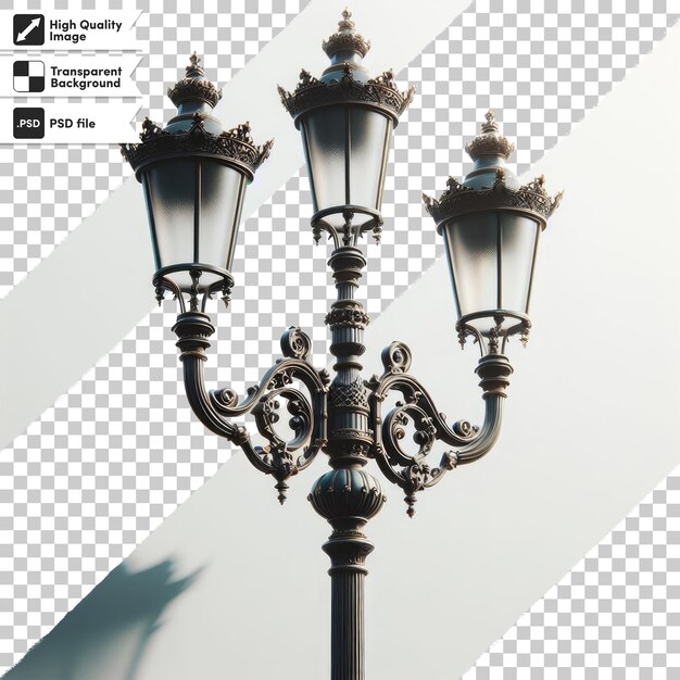 Psd old street lamp in the city on transparent background with editable mask layer