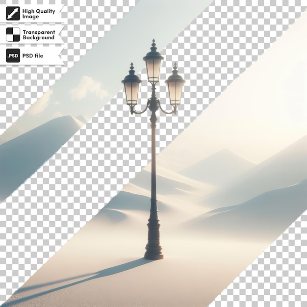 Psd old street lamp in the city on transparent background with editable mask layer