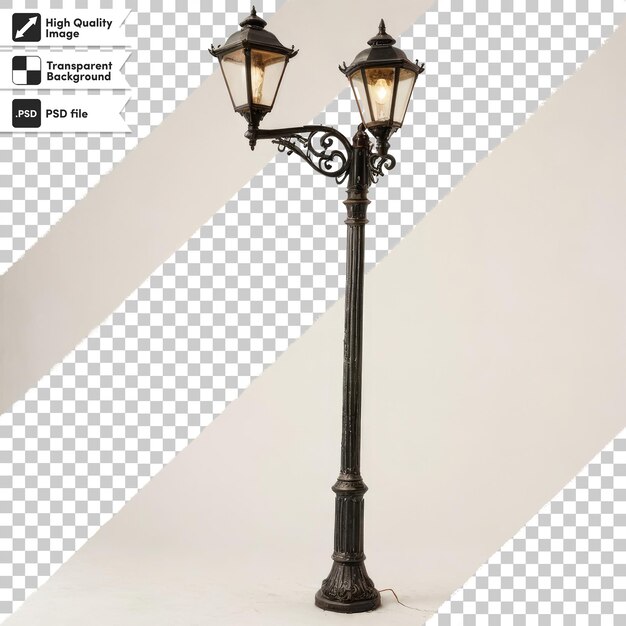 Psd old street lamp in the city on transparent background with editable mask layer