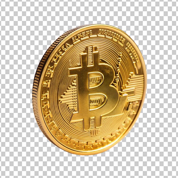 PSD psd of a olden coin with word bitcoin on transparent background