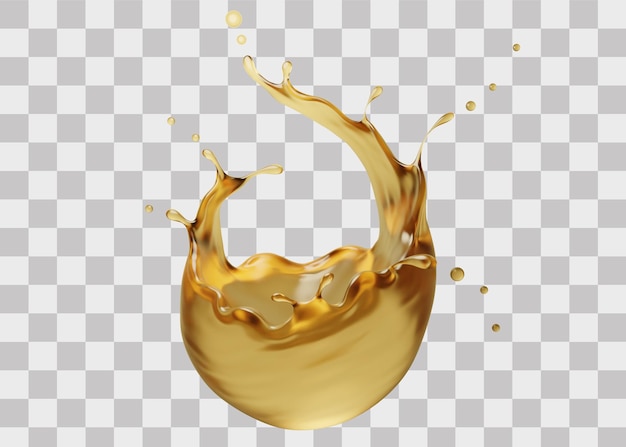 PSD Olive or Engine Oil Splash 3D Rendering
