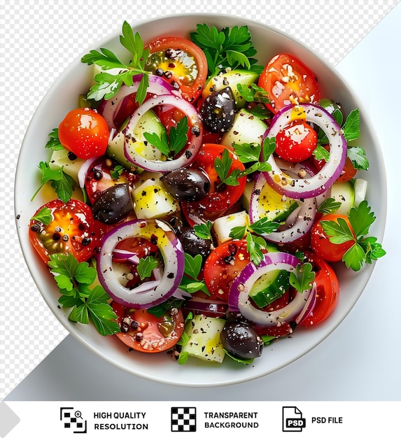 PSD psd olive oil onion salad with sauce this salad is vegan or vegetarian food png