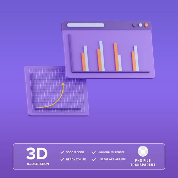 PSD online analysis 3D Illustration