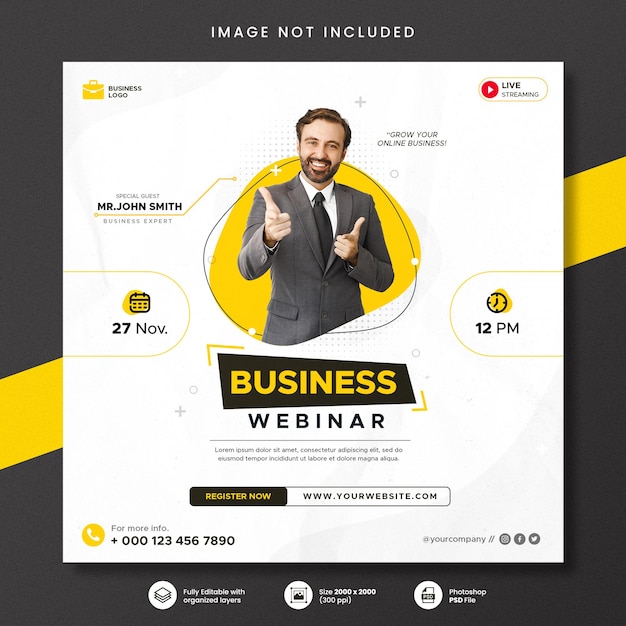 PSD Online business webinar social media and instagram post template