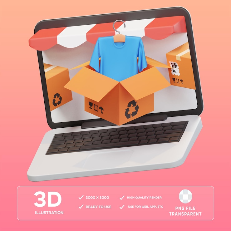 PSD psd онлайн-покупки тканей 3d иллюстрация