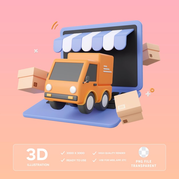psd online delivery service 3d illustration