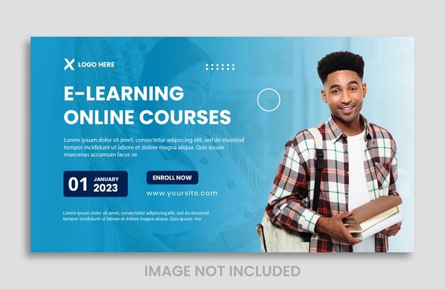 Psd online e-learning web banner and cover