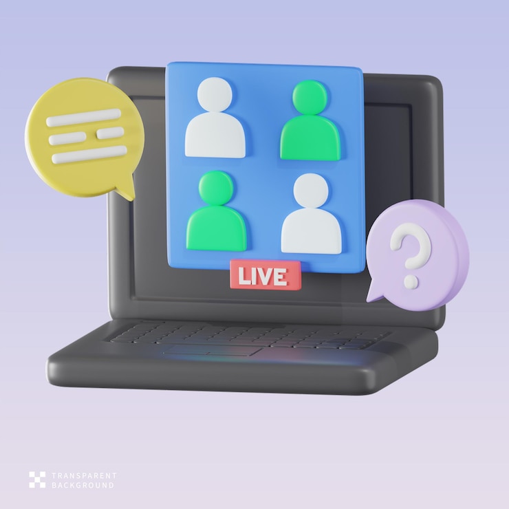 PSD psd online meeting 3d illustration
