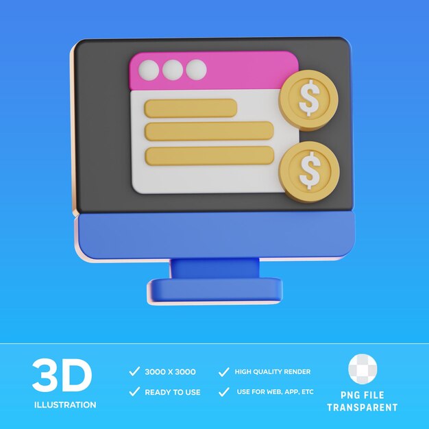 PSD オンライン ペイメント 3D イラスト