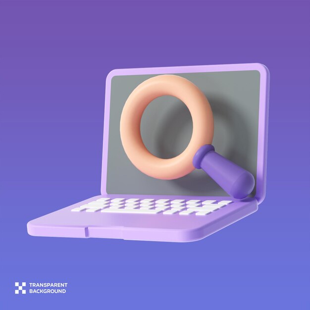 PSD online searching 3D Illustration