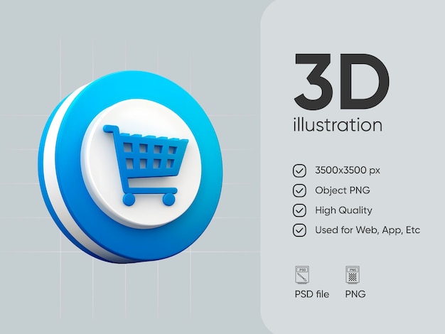 PSD psd online shop website icon sign or symbol illustration 3d rendering