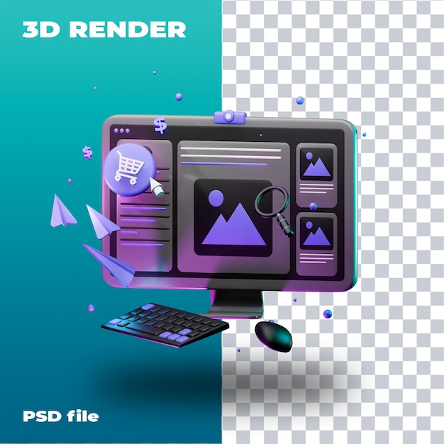 PSD psd online sore illustration 3d rendering 3d icon