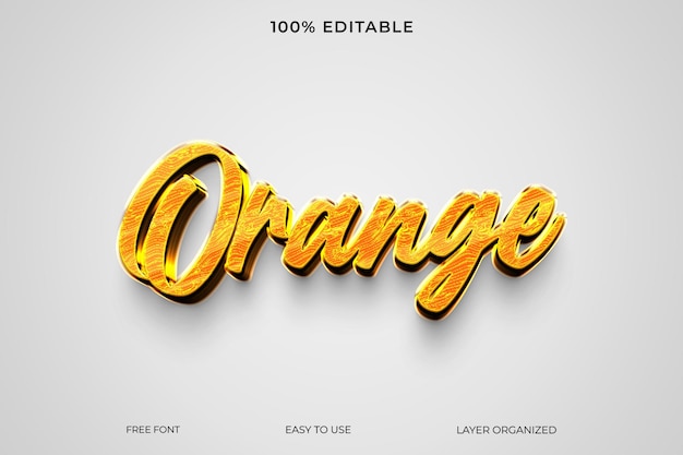 Psd orange 3d text style effect