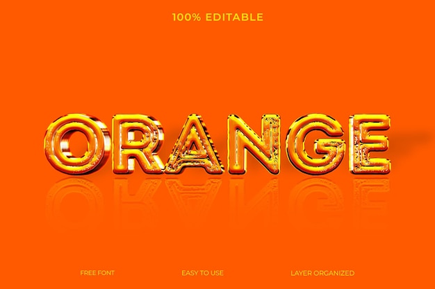 Psd orange 3d text style effect