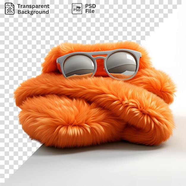 PSD psd an orange furry animal wearing sunglasses