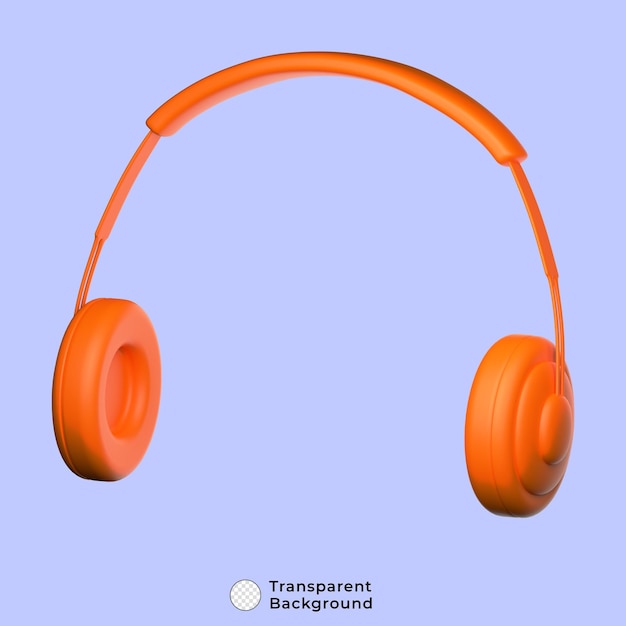 Psd orange headphone icon 3d illustration