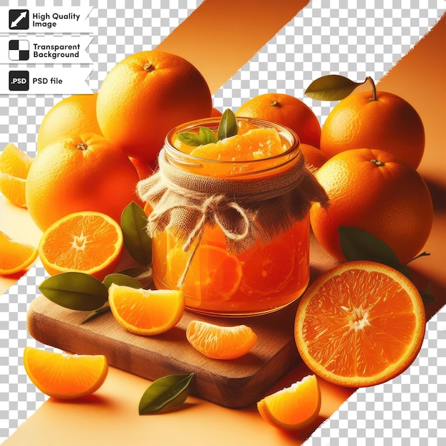 PSD psd orange jam in a glass jar on transparent background