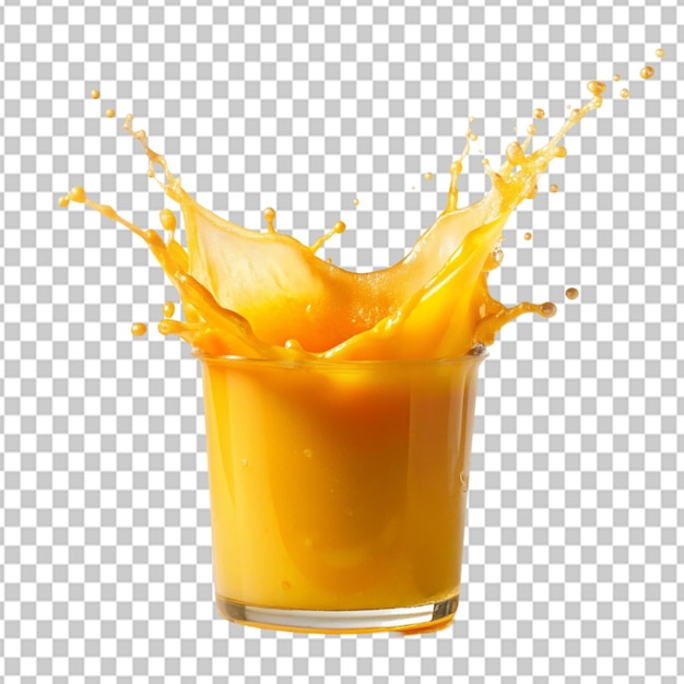 PSD psd of a orange juice splash on transparent background