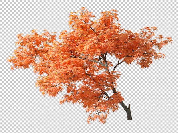 PSD オレンジの葉は秋の木のカットアウトをカバーします 透明な背景 3Dレンダリング