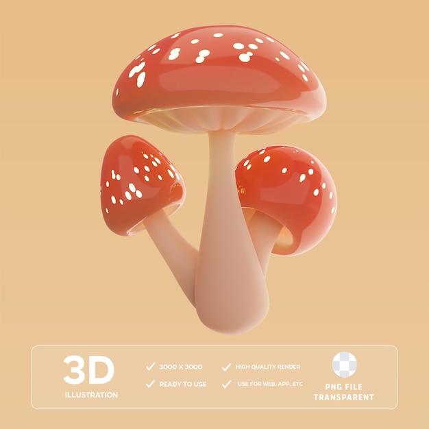 PSD Оранжевый гриб 3D иллюстрация