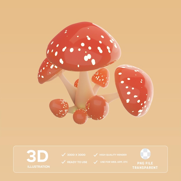 PSD Оранжевый гриб 3D иллюстрация
