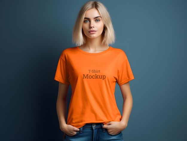 PSD Orange Womens T Shirt Mockup