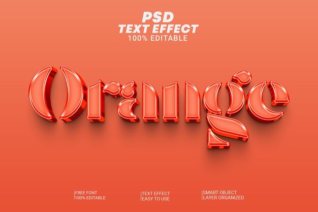 Psd oranje 3d-teksteffectstijl