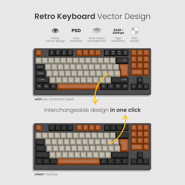 PSD psd oranje zwart toetsenbordmodel