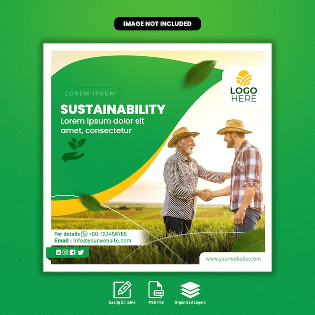 PSD psd organic farming agriculture service social media instagram template