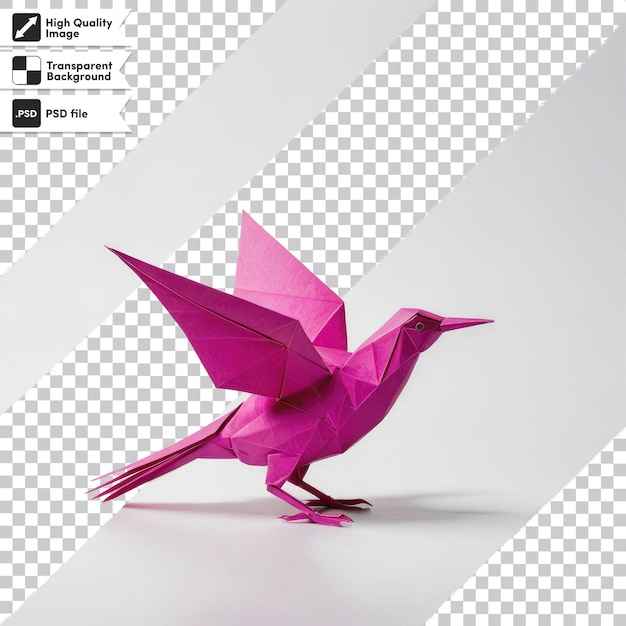 Psd origami bird on transparent background with editable mask layer