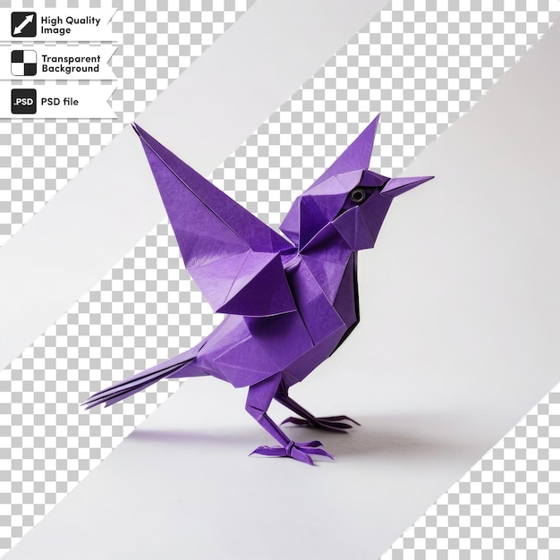 PSD origami bird on transparent background with editable mask layer