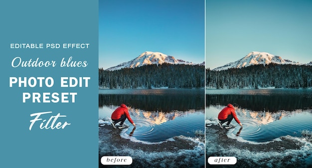 psd outdoor blues photo effect for instagram travel pictures edit preset filter