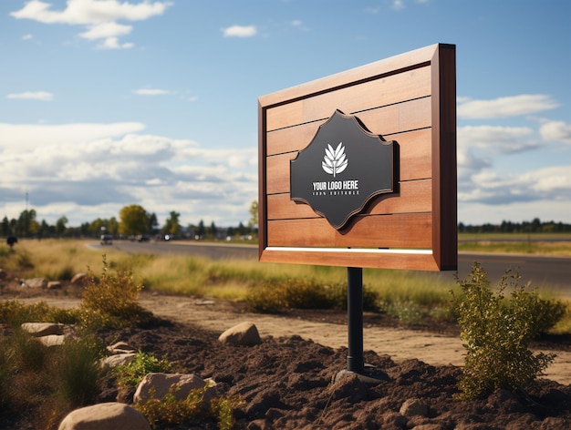 Psd outdoor wall sign logo mockup