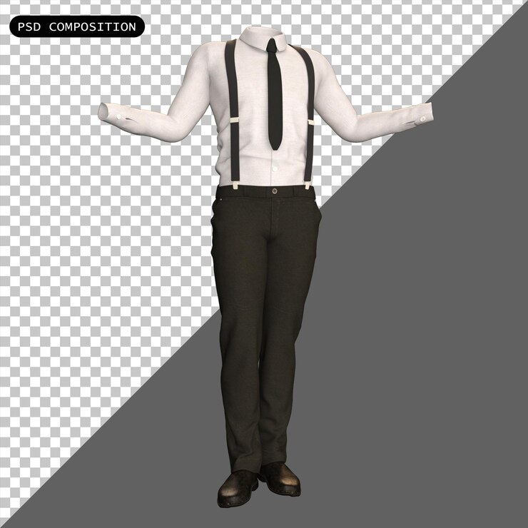 PSD psd outfit uniform man classic isolated 3d render illustration