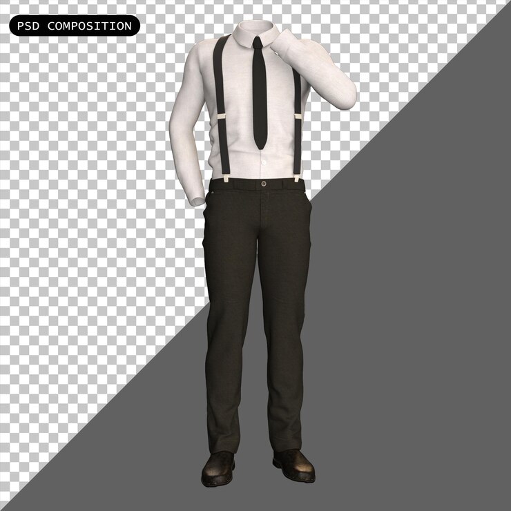 PSD psd outfit uniform man classic isolated 3d render illustration