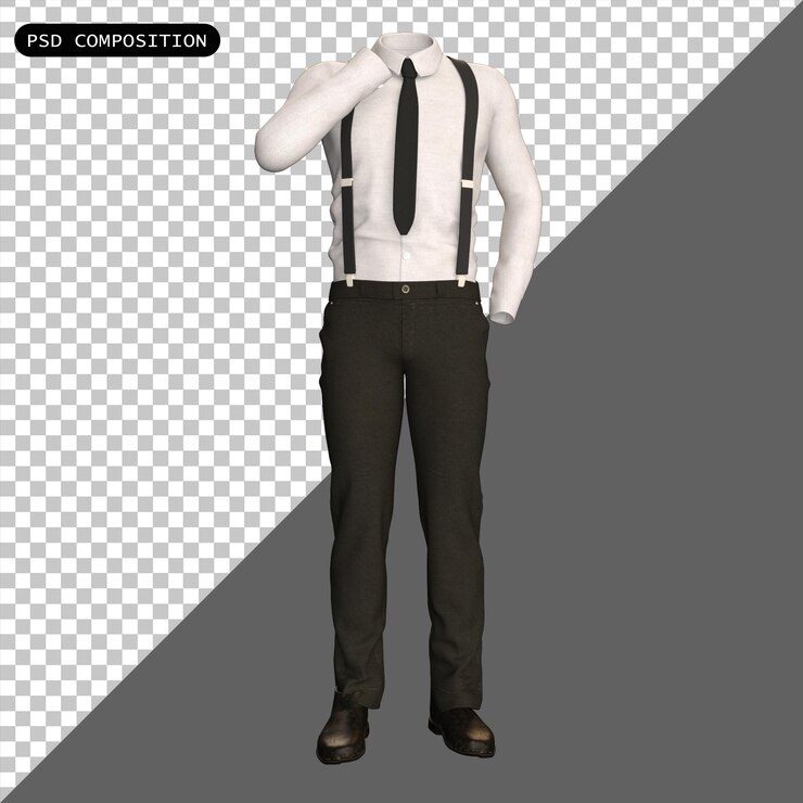 PSD psd outfit uniform man classic isolated 3d render illustration