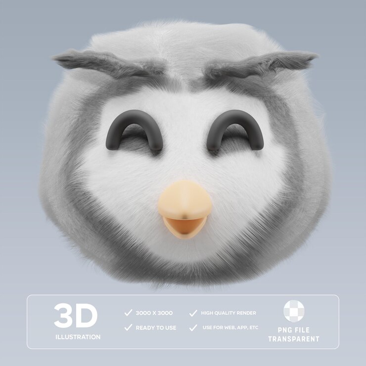PSD psd 오울 3d 일러스트레이션