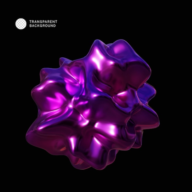 PSD paarse abstracte 3D-vorm geïsoleerd op zwarte achtergrond