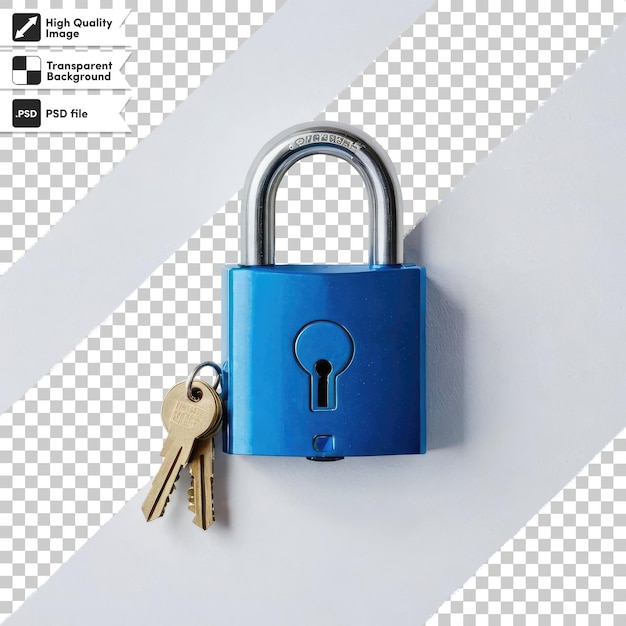 PSD psd padlock and key on transparent background with editable mask layer